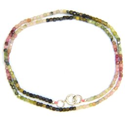 Colier din Turmalina Mixta Cub Fatetat 2x2 mm - Accesorii Argint 925 - 1 Buc