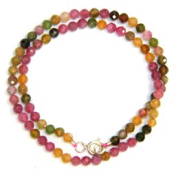 Colier Turmalina Mixta Rotunda Fatetata 4x4 mm - Accesorii Argint 925 - 1 Buc
