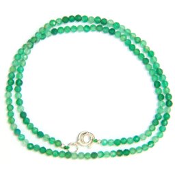 Colier Onix Verde Rotund Fatetat - 3x3 mm - Accesorii Argint 925 - 1 Buc