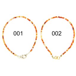 Bratara Carneol Rotund Fatetat 2x2 mm - Diametru 54 mm - Accesorii Gold Filled - Argint 925 - 1 Buc