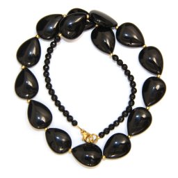 Colier Onix Negru Picatura 19x15 mm - Rotund Fateatat 3 mm - Accesorii Gold Filled
