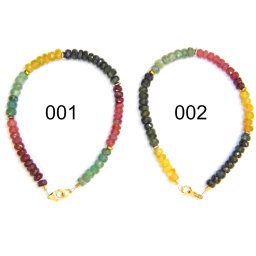 Bratara Safir - Smarald - Rrubin Disc Fatetat 2-3 x 3-4 mm - Diametru 56 mm - Accesorii Gold Filled - Argint 925 - 1 Buc