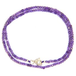 Colier din Ametist Cub Fatetat 2x2 mm - Accesorii de Argint 925