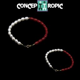Bratara din Coral Rosu cu Perle de Cultura - Tub - 6-8 x 4-5 mm - Accesorii GF - 1 Buc