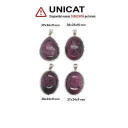 Pandantiv Rubin cu Argint 925 de Forma Ovala - Picatura - 37-39 x 24-26 x 9-11 mm - 1 Buc