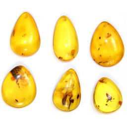 Cabochon / Pandantiv cu Gaura Ambra Picatura - 25-30x18-22x8-12 mm - 1 Buc