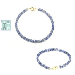 Bratara Kyanit Albastru - Diametru 55 mm - Disc Fatetat - Accesorii Gold Filled - 2-3,5 x 4-5 mm - 1 Buc