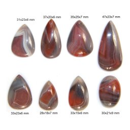 Cabochon cu Gaura Agata de Botswana - Picatura - Oval - 28-47x18-25x6-9 mm - 1 Buc