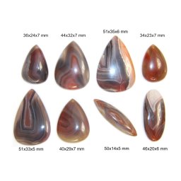 Cabochon Agata de Botswana cu Gaura Mineral Natural - Picatura - Oval - 34-51x14-35x5-7 mm - 1 Buc