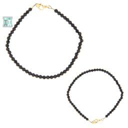 Bratara Turmalina Neagra Rotund Fatetat 3x3 mm - Diametru 58 mm - Accesorii Gold Filled - 1 Buc