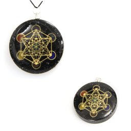Pandantiv Orgonic de Protectie din Turmalina Neagra - Cubul lui Metatron - 42x42x11 mm - 1 Buc