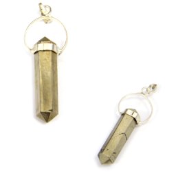 Pandantiv Pirita Naturala 2 Varfuri - 40-50 x 17-19 mm - 1 Buc