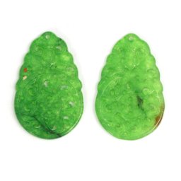 Pandantiv Jad Natural Colorat Sculptat cu Gaura 36x23x2 mm - 1 Pereche