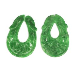 Pandantiv Jad Alb Colorat Sculptat - 39 x 25 x 2 mm - 1 Pereche