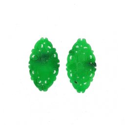 Pandantiv Jad Alb Colorat Sculptat - 43-44 x 26-25 x 2 mm - 1 Pereche