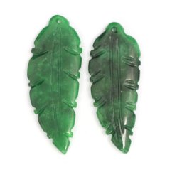 Pandantiv Jad Natural Colorat Sculptat cu Gaura 40-41 x 15-16 x 4-5 mm - 1 Pereche