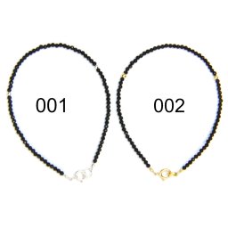 Bratara Turmalina Neagra Rotund Fatetat 3x3 mm - Diametru 58 mm - Accesorii Argint 925 - Gold Filled - 1 Buc