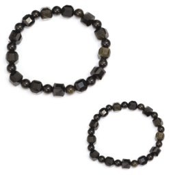 Bratara Obsidian Auriu Natural Diametru 56 mm - Cub Fatetat 8 mm - Rotund 6 mm - 1 Buc