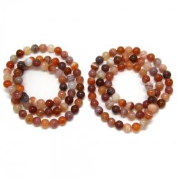 Bratara 3 Wrap Tip Mala Agata de Botswana Roz din Margele Rotunde - 8 - 8,9 mm