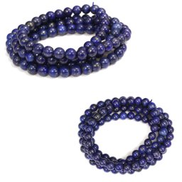 Bratara 3 Wrap Tip Mala din Lapis Lazuli Natural Rotunda 5,5 - 6,5 mm - 1 Buc