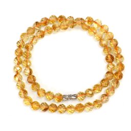 Colier din Citrin Natural Fotund Fatetat 7x7 mm - Inchizator Metal Alpaca - Grad AA