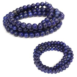 Bratara 3 Wrap Tip Mala din Lapis Lazuli Natural Rotunda 6-6,9 mm - 1 Buc