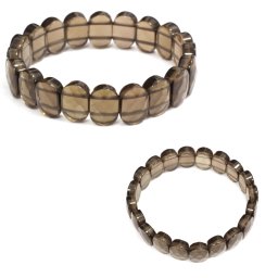 Bratara din Cuart Fumuriu Natural - Diametru 56 mm - Ovala Fatetata 10x14 mm - 1 Buc