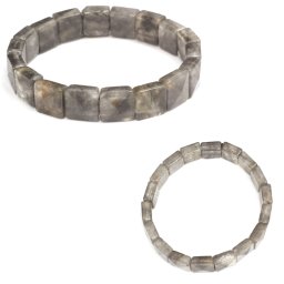 Bratara din Cuart Gri Natural - Diametru 58 mm - Patrata Fatetata 11x11 mm - 1 Buc