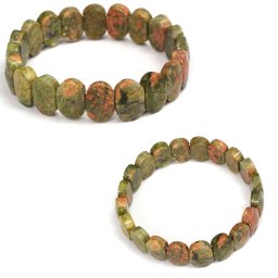 Bratara din Unakit Natural Diametru 58 mm - Ovala Fatetat 10x14 mm - 1 Buc