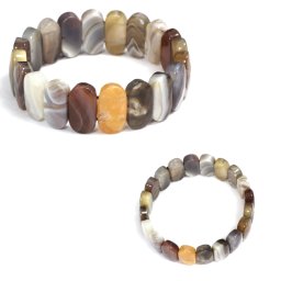 Bratara din Agata de Botswana Naturala - Diametru 60 mm - Ovala Fatetata 10x20 mm - 1 Buc