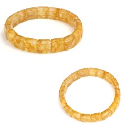 Bratara din Citrin Natural - Diametru 56 mm - Dreptunghi Fatetat 10-11 x 10-11 mm - 1 Buc