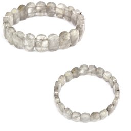 Bratara din Cuart Gri Natural - Diametru 58 mm - Ovala Fatetata 10x14 mm - 1 Buc