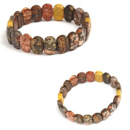 Bratara din Jasp Leopardit Natural - Diametru 58 mm - Ovala Fatetata 10x15 mm - 1 Buc