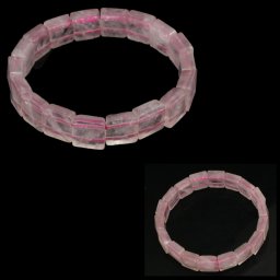 Bratara Cuart Roz Natural - Diametru 54 mm - Patrata Fatetata 11x11 mm