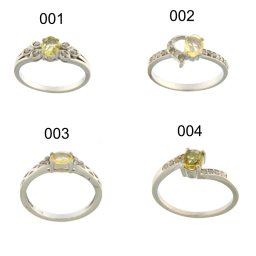 Inel din Argint 925 - Turmalina Galbena Oval Fatetat cu Diamant - Diametru 56-57