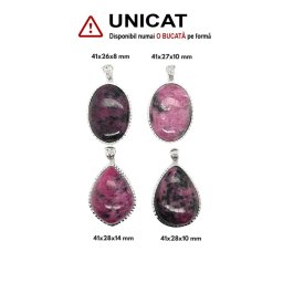 Pandantiv Rubin cu Argint 925 de Forma Ovala - Picatura - 41 x 26-28 x 8-14 mm - 1 Buc