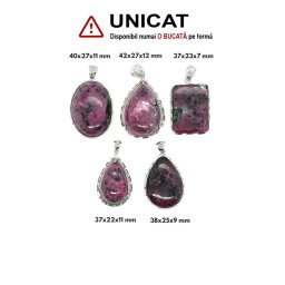 Pandantiv Rubin cu Argint 925 de Forma Ovala - Picatura - Dreptunghi - 37-42 x 22-27 x 7-12 mm - 1 Buc