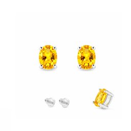 Cercei Citrin Oval Fatetat 7x5x16 mm - Argint 925 - 1 Pereche