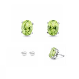 Cercei Olivina naturala cu argint 925 ovala fatetata 925 7x5x16 mm cadou cu semnificatie 1 pereche