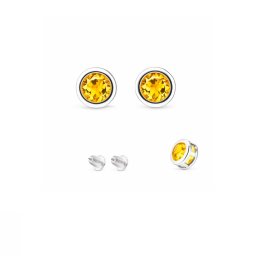 Cercei Citrin Natural Rotund 6x6x16 mm - Argint 925 - 1 Pereche