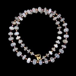 Colier din Calcedonie Disc Fatetat 3-5 x 5-8 mm - Rubin - Accesorii Gold Filled - Argint 925