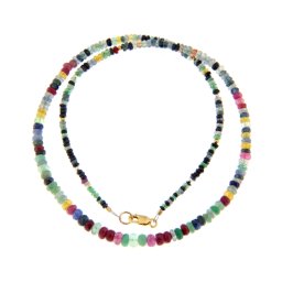 Colier Safir Mixt Natural Disc Fatetat - 1-2 x 2-5 mm - Accesorii Gold Filled - Argint 925