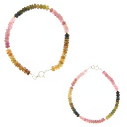 Bratara Turmalian Mixt Naturala Disc Fatetat 1,5-3 x 4-5 mm - Diametru 54 mm - Accesorii Argint 925 - Gold Filled - 1 Buc