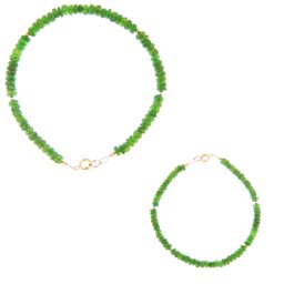 Bratara Diopsid Natural Disc Fatetat 1,5-2,5 x 3-4 mm - Diametru 55 mm - Accesorii Gold Filled