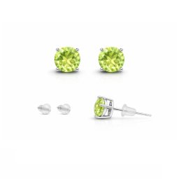 Cercei Olivina cu argint 925 rotunda fatetata 6x6x16 mm pentru stil rafinat 1 pereche