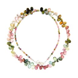 Colier Turmalina Mixt Naturala Picatura Fatetata 4x6 mm - Accesorii Argint 925 - Gold Filled