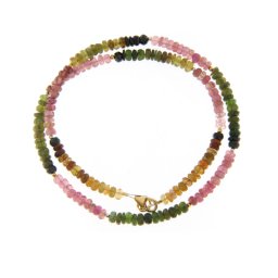 Colier Turmalina Mixt Naturala Disc Fatetat 1,5-3 x 4-5 mm - Accesorii Gold Filled - Argint 925