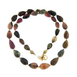 Colier din Turmalina Multicolora Naturala Picatura - 6-14 x 4-10 mm - Accesorii Gold Filled - Argint 925