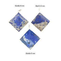 Pandantiv din Lapis Lazuli Natural Piramida cu Argint 925 - 58-60 x 47-49 x 15-16 mm - 1 Buc