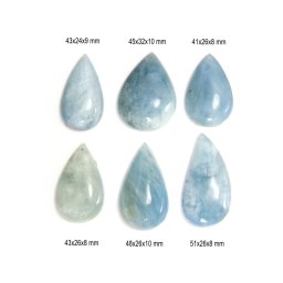 Pandantiv din Acavamarin Matural Picatura cu Gaura - 41-51 x 24-32 x 8-10 mm - 1 Buc